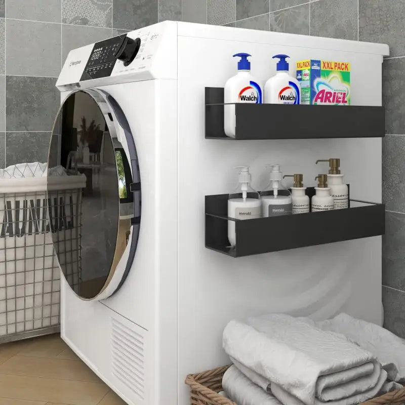 Magnetic Refrigerator Shelf & Spice Rack – Space-Saving Kitchen Organizer with Hanging Basket