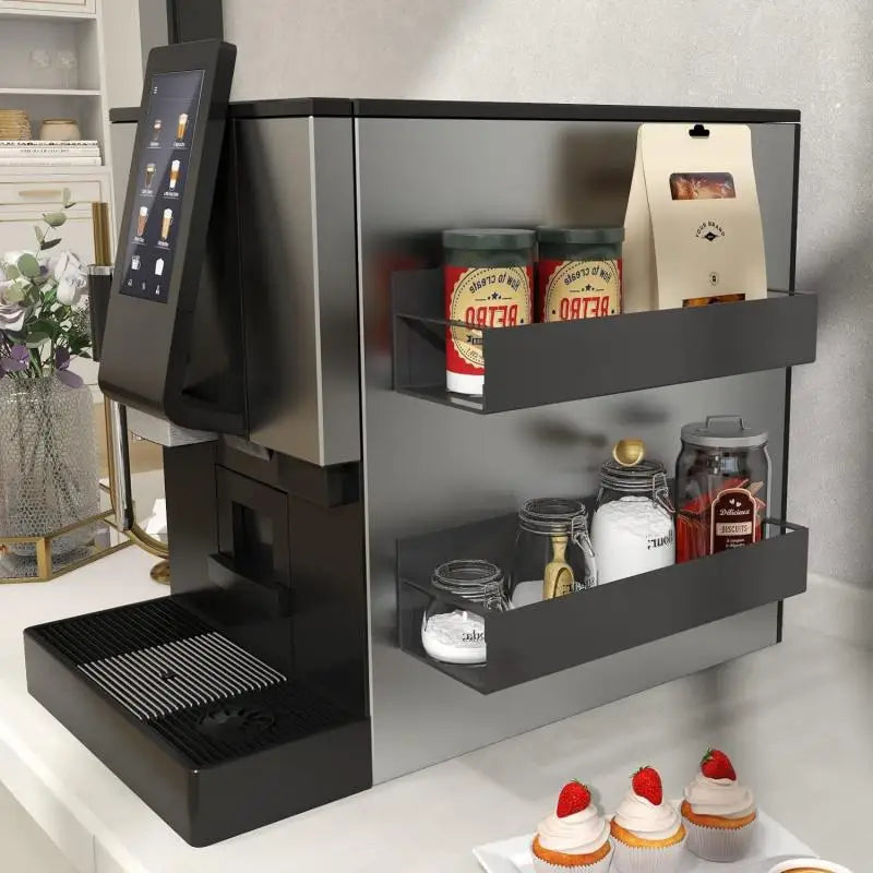 Magnetic Refrigerator Shelf & Spice Rack – Space-Saving Kitchen Organizer with Hanging Basket