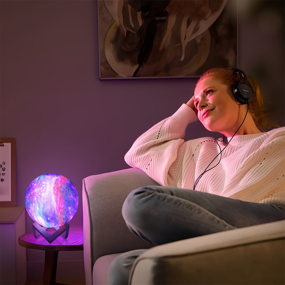 Starry Moon Lamp – Rechargeable LED Night Light with Multicolor Remote Control