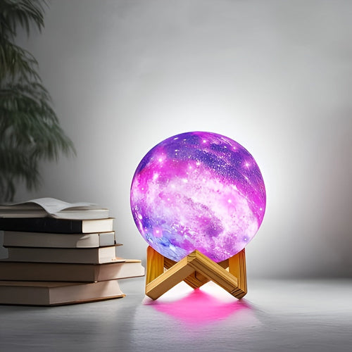 Starry Moon Lamp – Rechargeable LED Night Light with Multicolor Remote Control