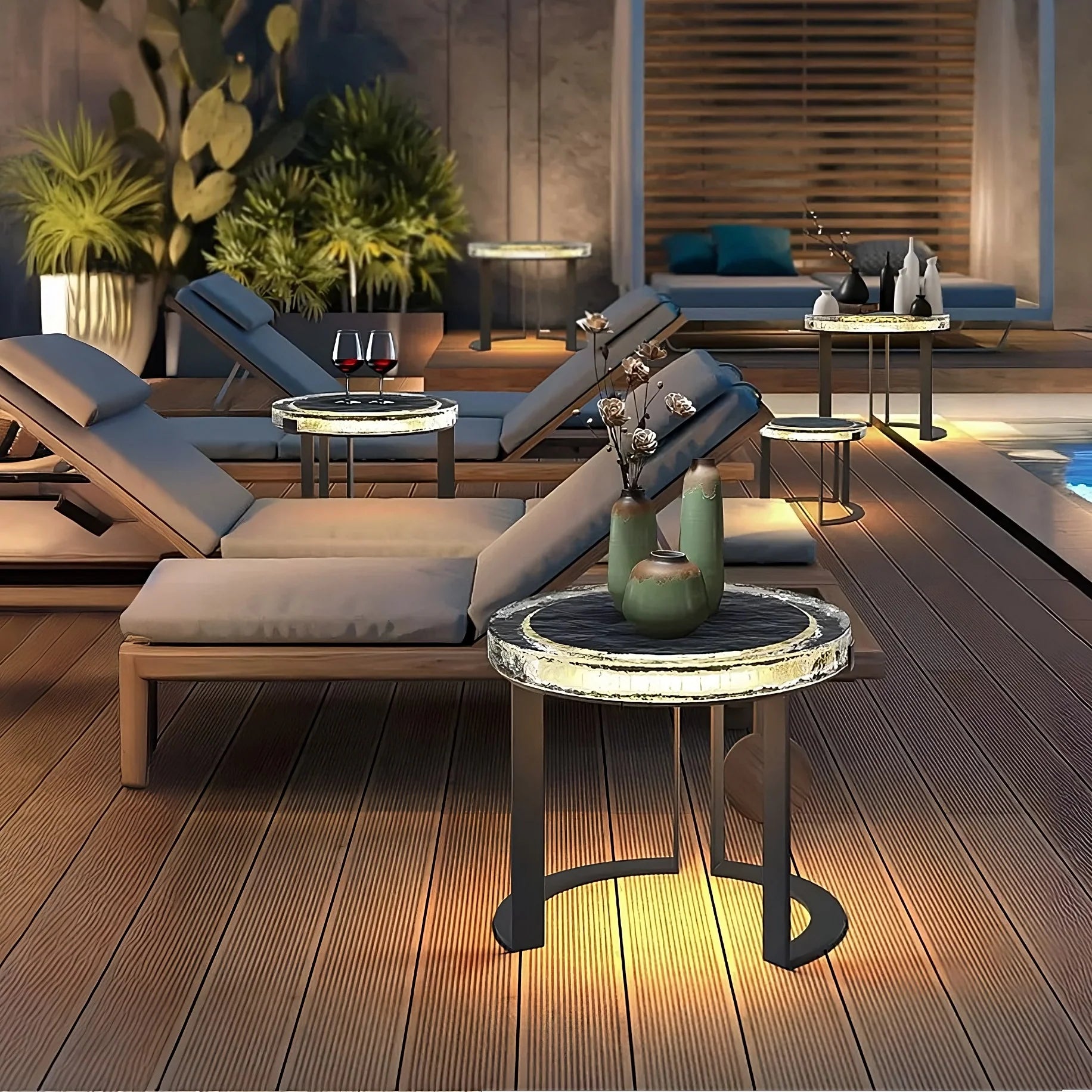 Outdoor Solar LED Garden Table – Weatherproof Patio Lighting & Functional Décor