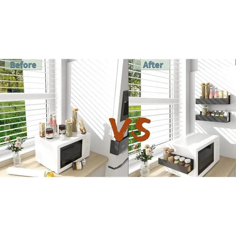 Magnetic Refrigerator Shelf & Spice Rack – Space-Saving Kitchen Organizer with Hanging Basket