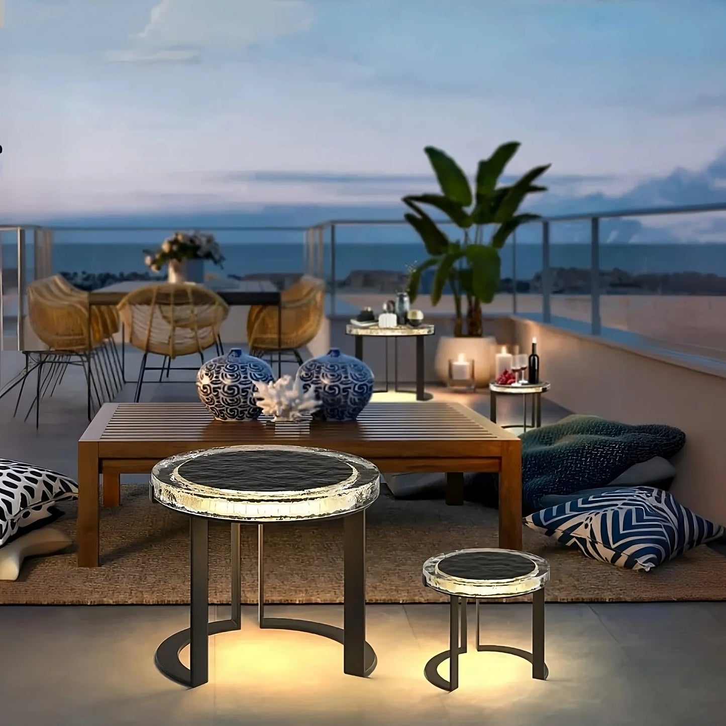 Outdoor Solar LED Garden Table – Weatherproof Patio Lighting & Functional Décor
