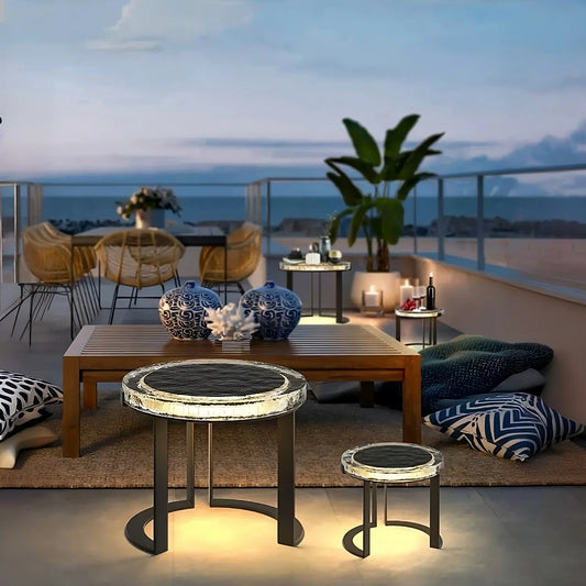 Outdoor Solar LED Garden Table – Weatherproof Patio Lighting & Functional Décor