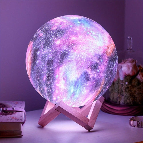 Starry Moon Lamp – Rechargeable LED Night Light with Multicolor Remote Control