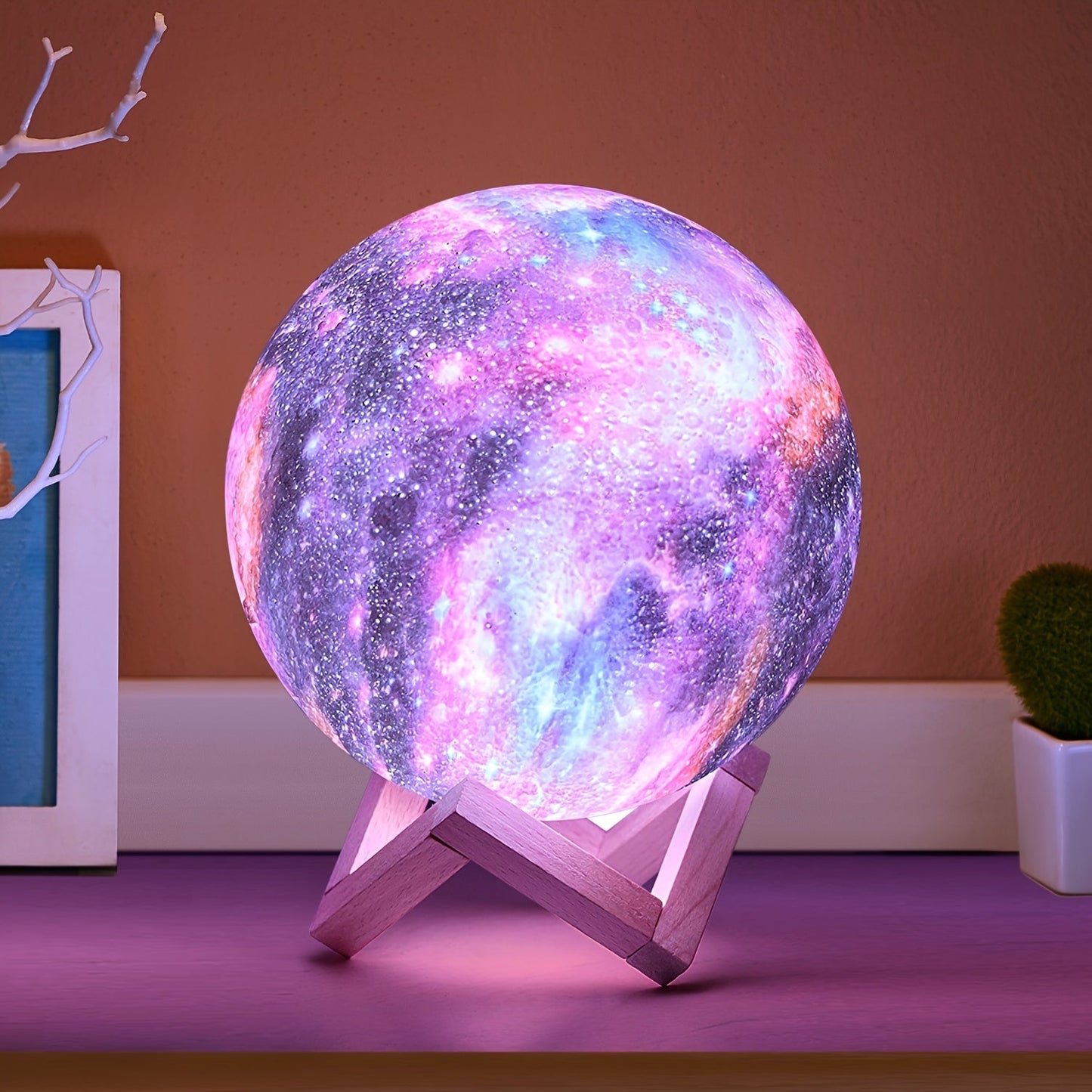 Starry Moon Lamp – Rechargeable LED Night Light with Multicolor Remote Control