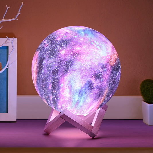 Starry Moon Lamp – Rechargeable LED Night Light with Multicolor Remote Control