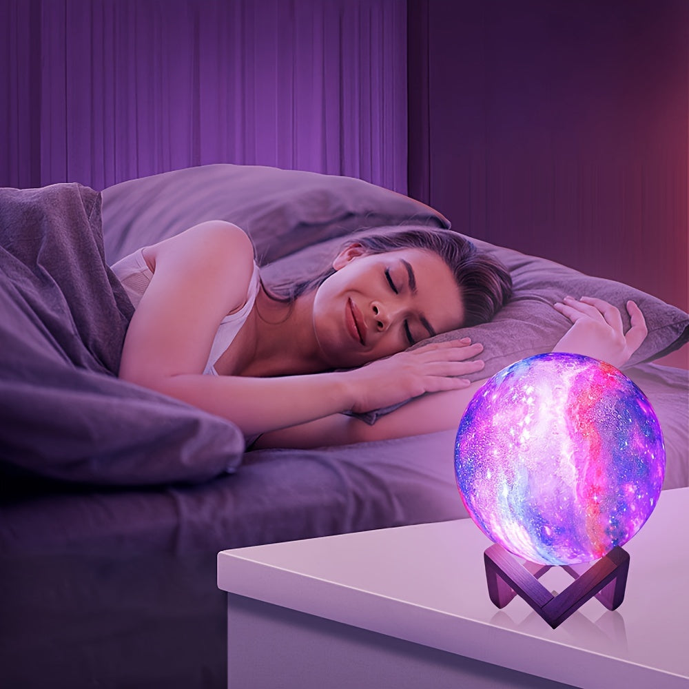 Starry Moon Lamp – Rechargeable LED Night Light with Multicolor Remote Control