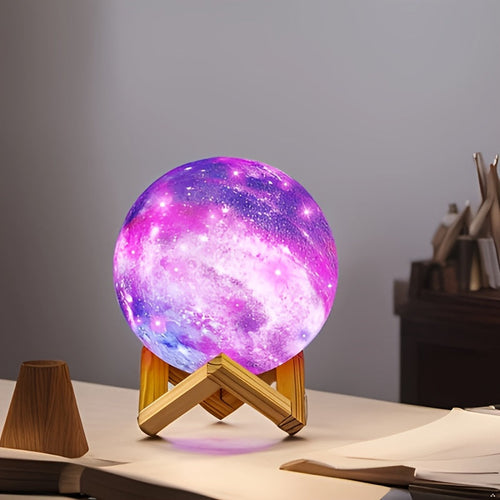 Starry Moon Lamp – Rechargeable LED Night Light with Multicolor Remote Control